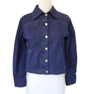 vtg EMMANUELLE KHANH cropped denim jacket sz Cotton silk denim